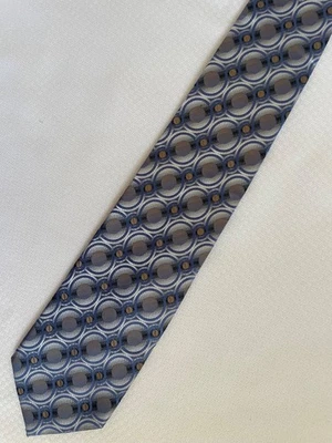 Галстук Concepts by Claiborne геометрический синий желтовато-коричневый серый черный шелк - Изображение 1 из 3