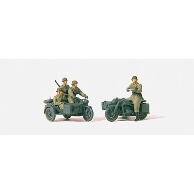 Preiser 72538 Kradschützen aufgesessen Zündapp KS 750 Figuren Bausatz 1:72 NEU