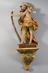 C27U75- Holz Figur Heiliger Christophorus mit Jesuskind geschnitzt gefasst - Bild 1 von 12