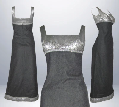 Vestido maxi sem mangas década de 1960 Gale Mitchell vestido de noite brocado império cintura novo com etiquetas - Imagem 1 de 4