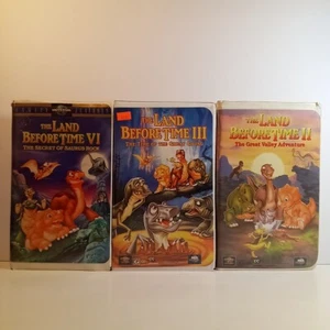 Land Before Time 3-VHS Lot Clamshell Case 2, 3, 6 Secret Of Saurus Rock Giving - Picture 1 of 16