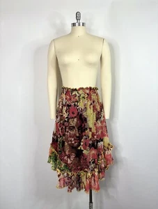 Vtg Jean Paul Gaultier Floral Portrait Print Mesh Skirt M - Picture 1 of 7