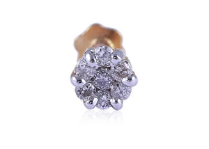 Pave 0.13 Cts Round Brilliant Cut Natural Diamonds Nose Stud In 750 18K Gold - Picture 1 of 2