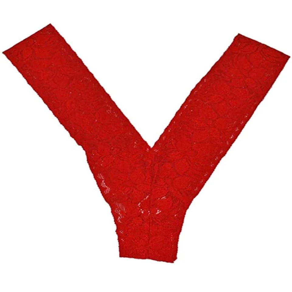 Tanga de encaje rojo en forma de V tiro bajo mini micro elástico ropa interior bragas 2734 grandes Foto 1 de 4