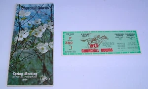 1973 CHURCHILL DOWNS KENTUCKY OAKS PROGRAMM + VOLL UNBENUTZTES TICKET 4.5.1973 - Bild 1 von 20