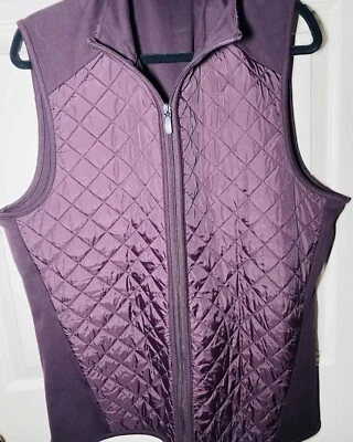 Perry Ellis Quilted Full Zip Plum  Vest - Men's Large — 第 1/3 张图片