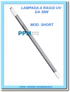LAMPADA SHORT A RAGGI UV DEBATTERIZZATORE DA 38 WATT PER STERILIZZAZIONE ACQUA  - Picture 1 of 1