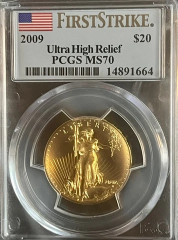 2009 $20 Gold Double Eagle (M•M•I•X ), Ultra High Relief PCGS MS70 FIRST STRIKE Cover
