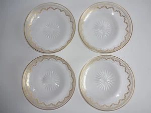 4 St Saint Louis Kristall Beethoven Dessert Teller Schüsseln Gold Sauce Obst 5" - Bild 1 von 7