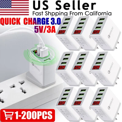 Cargador de pared rápido rápido QC 3.0 3 puertos USB Hub Adaptador de carga de alimentación Lote de enchufes de EE. UU. Foto 1 de 4