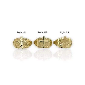 Anello pepita in oro giallo 10 kt con croce taglio diamante - anello religioso - variazione S - Foto 1 di 16