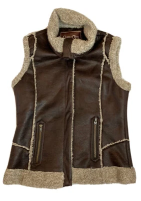 Cripple Creek Ranchwear Faux Leather Vest Women Size M Faux Fur Full Zip Country - Image 1 of 4
