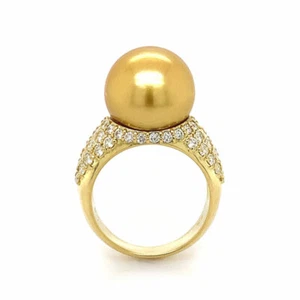 Anillo Perla Mar del Sur Oro 12,7 mm y Brillantes 1,10 quilates Oro Amarillo 750 Anillo de perlas - Imagen 1 de 2