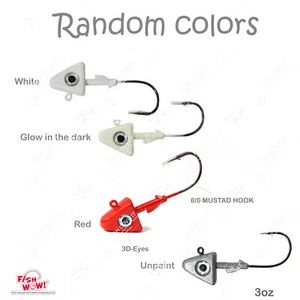 Pescado ¡WOW! Lote de 3 oz Shad Jig Head 32786 MUSTAD 2 gancho fuerte 8/0 mezcla aleatoria de colores - Imagen 1 de 17