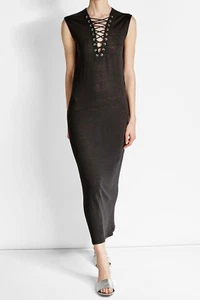 Maxi Vestido IRO Daisy Lino Con Cordones en Negro Talla Grande L - Imagen 1 de 7