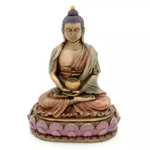 BUDDHA STATUE 6" Meditating Buddhist Icon Bronze Resin HIGH QUALITY Amitabha - Picture 1 of 4