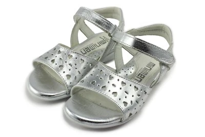 Minimen Silver girls leather sandals (made in Turkey) Foto 1 de 4