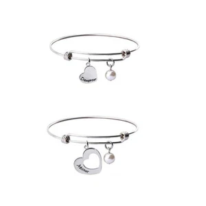 2PCS Einstellbare Armreif Mutter Tochter Charme Armband Geschenk Armband - Bild 1 von 11