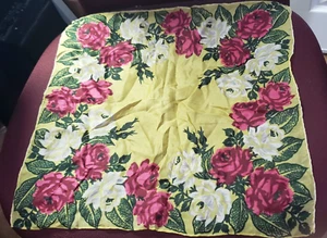 Bufanda de bolsillo de seda Cabbage Rose enrollada a mano película TV utilería ropa vintage - Imagen 1 de 4