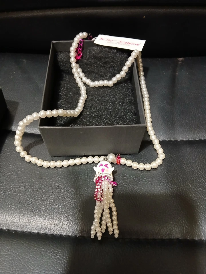  Betsey Johnson Ghost Fringe Pendant Long 13" Necklace - Image 1 of 4
