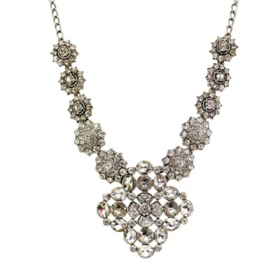 Большой прозрачный кристалл заявление ожерелье с цветочными станциями большой центральный элемент - Изображение 1 из 4