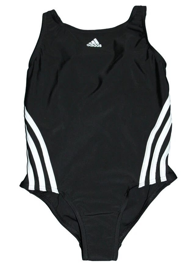 BADEANZUG ADIDAS INFINITEX IB6009 SCHWIMMANZUG SCHWARZ STREIFEN Gr. 140 NEU