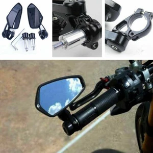 Universal Blue Motorcycle Billet Aluminum 7/8" 22 Bar End Rearview Side Mirrors - Foto 1 di 10