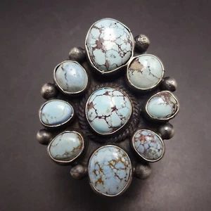 B. JOHNSON Navajo DRY CREEK TURQUOISE Sterling Silver RING size 8.5 Adjustable - Picture 1 of 13