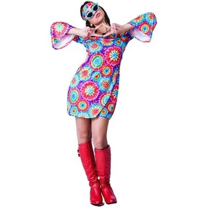 Disfraz hippie años 60 flor para mujer talla única se ajusta a la mayoría - Imagen 1 de 5