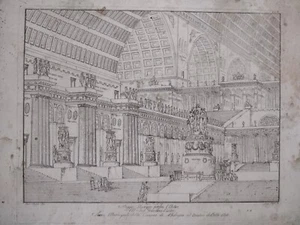 Basoli Interno reggia acquaforte originale 1800 architettura scenografia teatro - Picture 1 of 8
