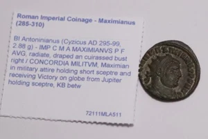 Maximianus Antoninianus - CONCORDIA MILITVM - Cyzicus Mint RIC-V-16b BETTER ON H - Picture 1 of 4