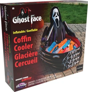 Enfriador de ataúd inflable cara fantasma decoración de fiesta de Halloween utilería 44" de largo - Imagen 1 de 2