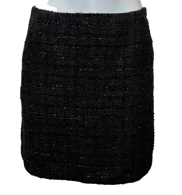 WAREHOUSE Womens Lovely Midi Black Glitter Polyester Skirt UK 10 28"/30" - Image 1 of 2