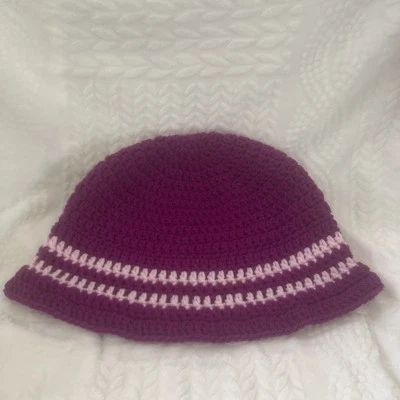 Adulto Unisex Hecho a Mano Crochet Rosa Fucsia Sol Sombrero Cubo Sombrero Foto 1 de 4