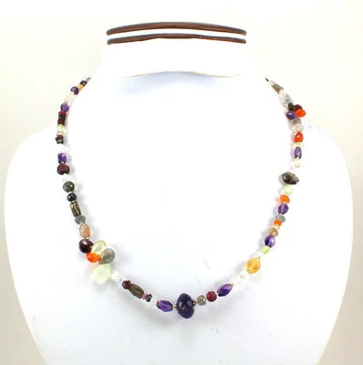 Collana Ametista Naturale Granato Corniola Citrino Gemma Argento Sterling 925 - Immagine 1 di 3