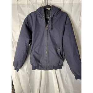 Dri Duck Hooded Canvas Work Jacket Mens Large Quilted Lined Zip Up Blue - Picture 1 of 7