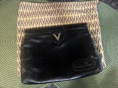 Authentic VALENTINO Clutch Bag Vintage Leather Black - Image 1 of 4