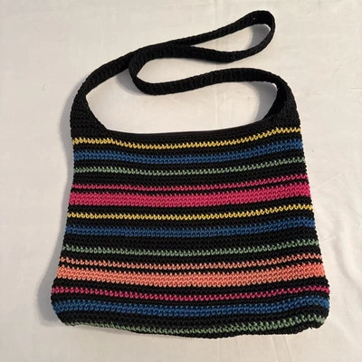Bolso Bandolera Negro Rainbow Pride Crochet Multicolor Cierre con Cremallera Objetivo Boho Foto 1 de 4