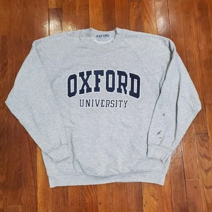 Vintage Oxford University Sweatshirt Mens Large Gray Made England Crewneck 90s - Picture 1 of 12