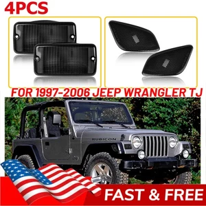 Fit 1997-2006 Jeep Smoke Wrangler Corner Bumper Lights+ Marker Side Lamps 4PCS - Picture 1 of 9