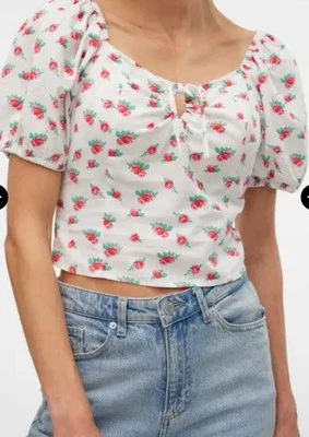 Top floral manga abullonada Vera Moda talla M Foto 1 de 4