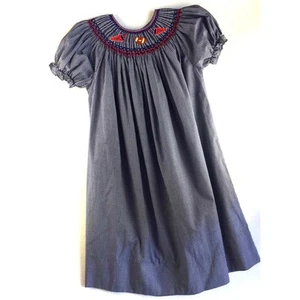 Rosalina girls gingham smocked football bishop dress size 8 - Picture 1 of 7