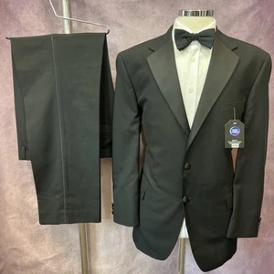 M&S MAN Black Machine Wash Reg Fit 2 Piece Dinner Tuxedo Suit C44M W40 L33 - Picture 1 of 19