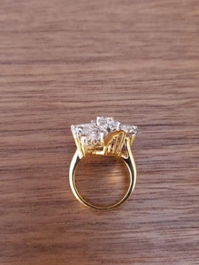 Vintage 18K Yellow Gold Plated Rhinestones Ring Size 6 - Picture 1 of 14