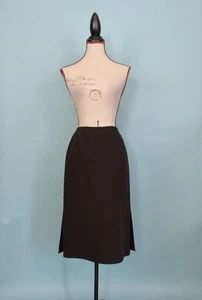 Size M - UNBRANDED Dark Brown Knee Length Skirt Side Splits Women - Picture 1 of 10