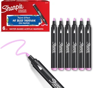 Sharpie Creative Marker Acrylic Paint Pens Bullet Tip Rose Pink 6 Count - Picture 1 of 7