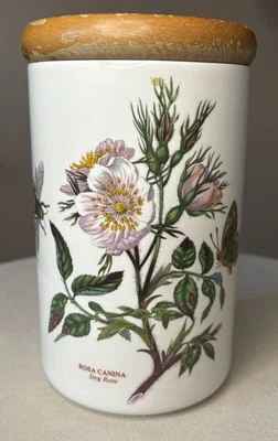 Bote de jardín botánico Portmeirion tapa de madera rosa canina perro rosa Foto 1 de 4