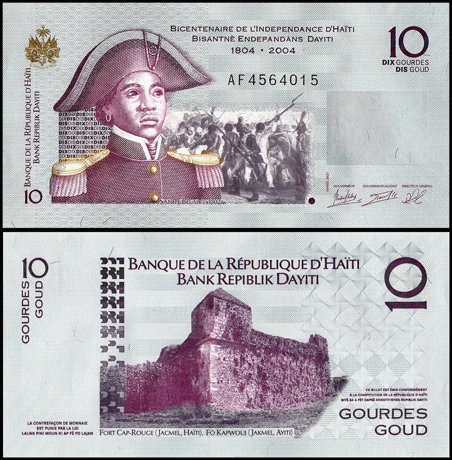 Haití 10 Gourdes, 2021, P-272j, Conmemorativo UNC, Bicentenario de la Independencia  Foto 1 de 1