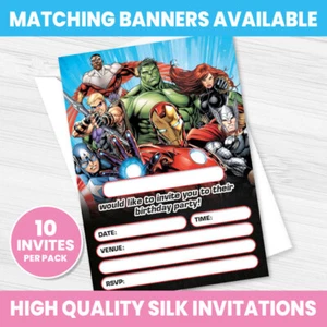 AVENGERS PARTY INVITES SUPERHERO BIRTHDAY PARTY INVITATIONS - Picture 1 of 4