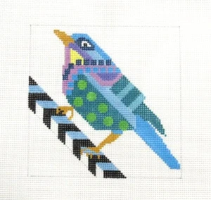 Melissa Prince Abstract Birdy Bunch Cece Bird Handpainted Needlepoint Canvas - Picture 1 of 1